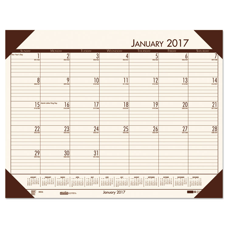 Picture of Recycled EcoTones Moonlight Cream Monthly Desk Pad Calendar, 22 x 17