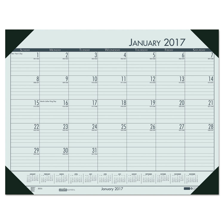 Picture of Recycled EcoTones Woodland Green Monthly Desk Pad Calendar, 22 x 17