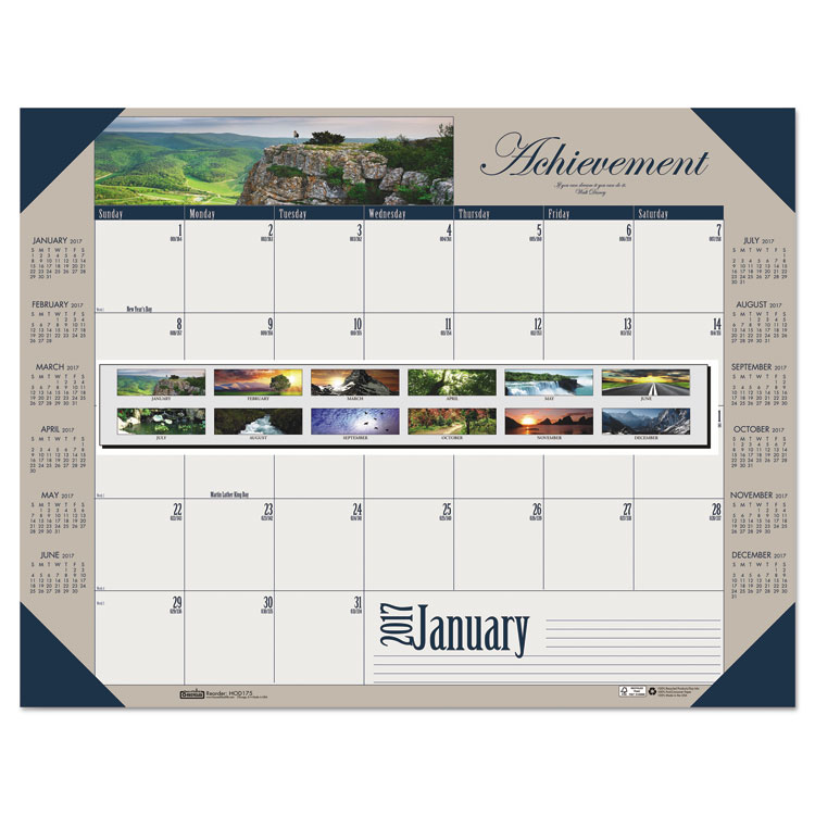 Picture of Recycled Motivational Photographic Monthly Desk Pad Calendar, 22 x 17