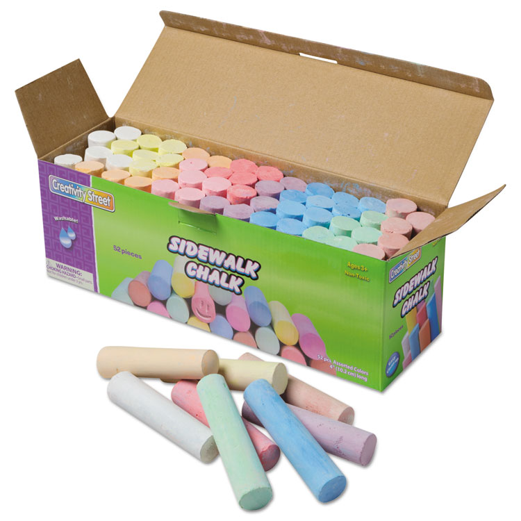 Picture of Sidewalk Chalk, 4 x1 Dia. Jumbo Stick, 12 Assorted Colors, 52 Pieces/Each Case