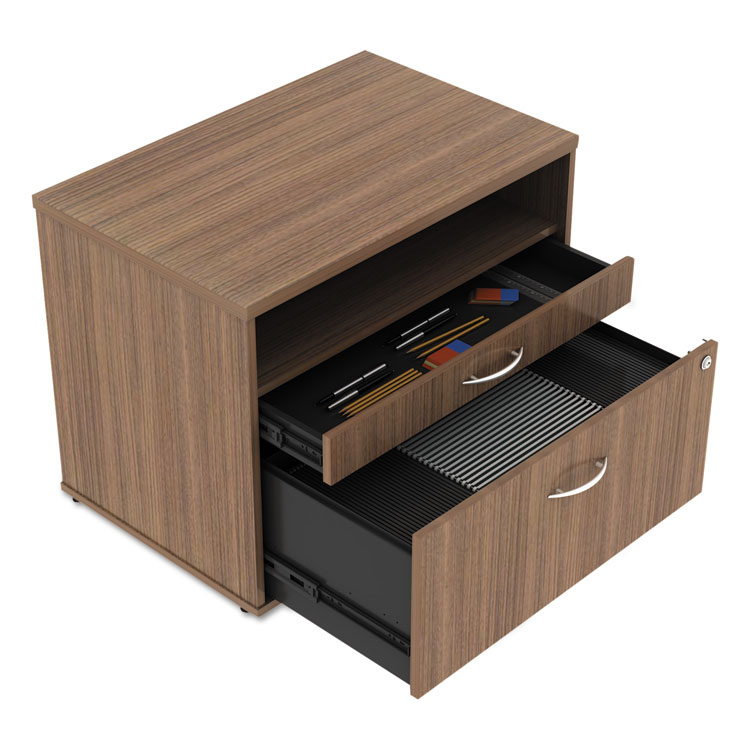 Picture of Alera Open Office Series Low File Cabinet Credenza, 29 1/2x19 1/8x22 7/8,walnut