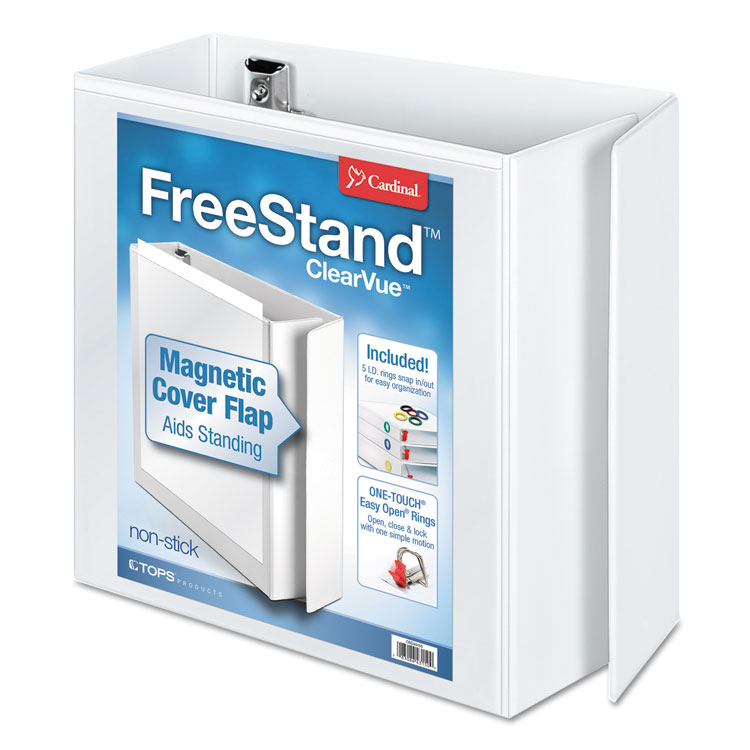 Picture of FreeStand Easy Open Locking Slant-D Ring Binder, 5" Cap, 11 x 8 1/2, White