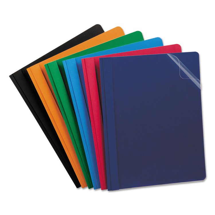 Picture of Clear Front Report Cover, 3 Fasteners, Letter, Assorted Colors, 25/Box