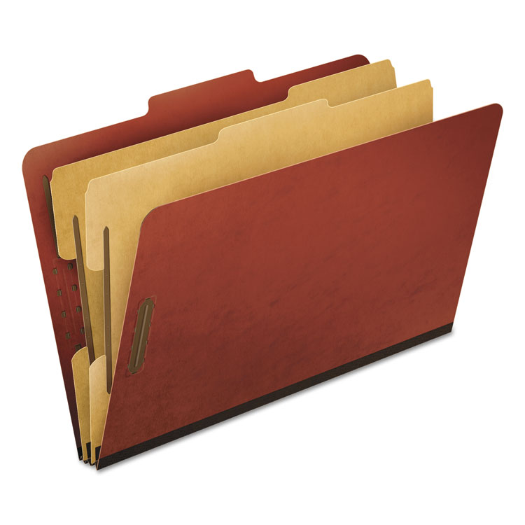 Picture of Six-Section Pressboard Folders, Legal, 2/5 Tab, Red, 10/Box