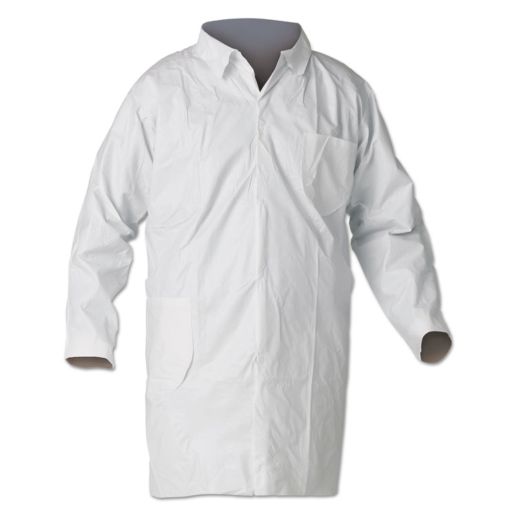 A40 Liquid and Particle Protection Lab Coats, Medium, White, 30/Carton