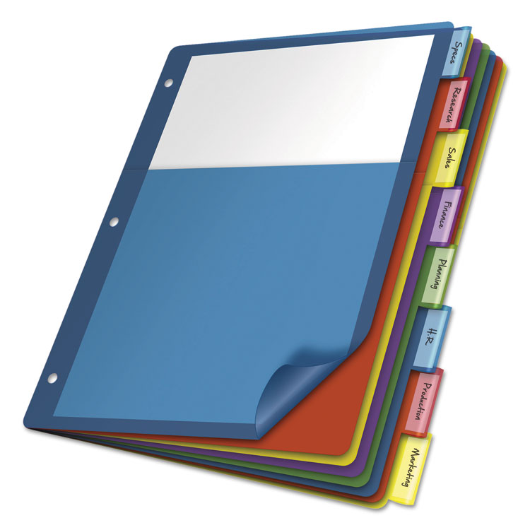 Picture of Poly 1-Pocket Index Dividers, Letter, Multicolor, 8-Tabs/Set, 4 Sets/Pack