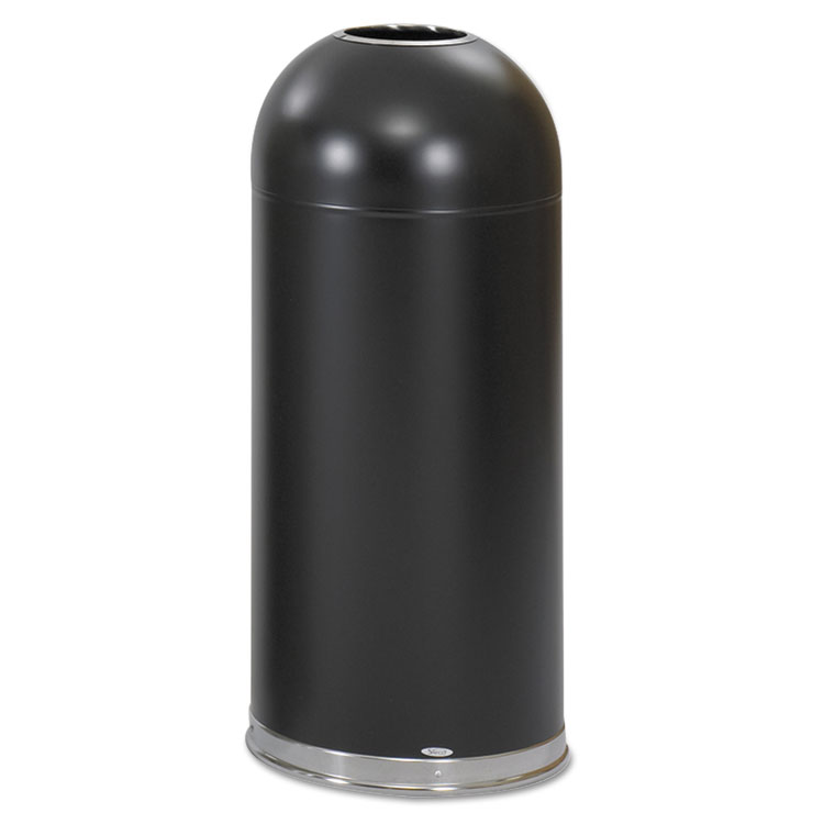 Picture of Open-Top Dome Receptacle, Round, Steel, 15gal, Black