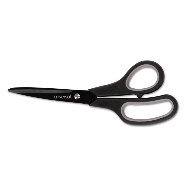 Picture of Industrial Scissors, 8" Length, Straight, Carbon Coated Blades, Black/Gray