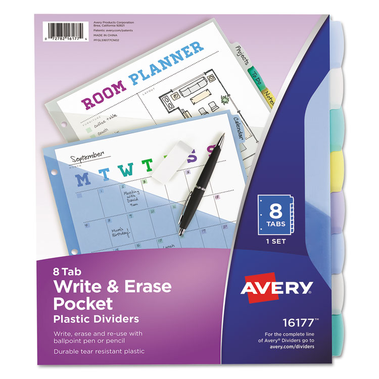 Picture of Write-On Big Tab Plastic Dividers, 8-Tab, Letter