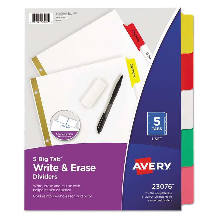 Picture of Write & Erase Big Tab Paper Dividers, 5-Tab, Letter