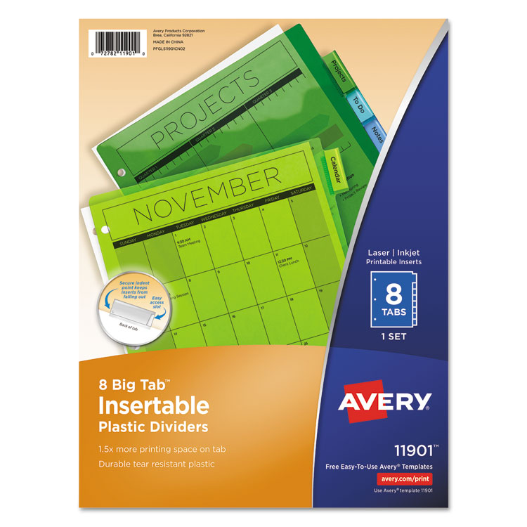 Picture of Insertable Big Tab Plastic Dividers, 8-Tab, Letter