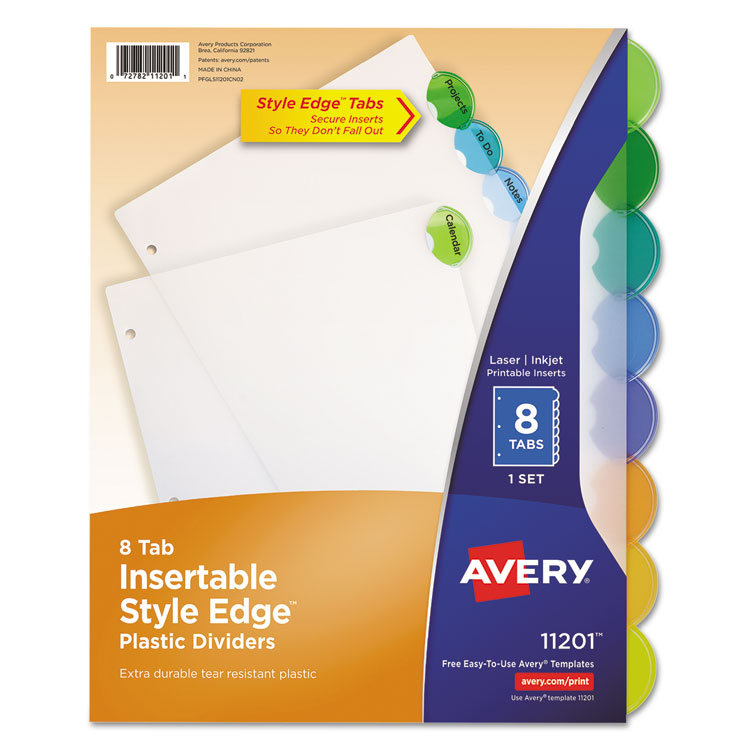 Picture of Insertable Style Edge Tab Plastic Dividers, 8-Tab, Letter
