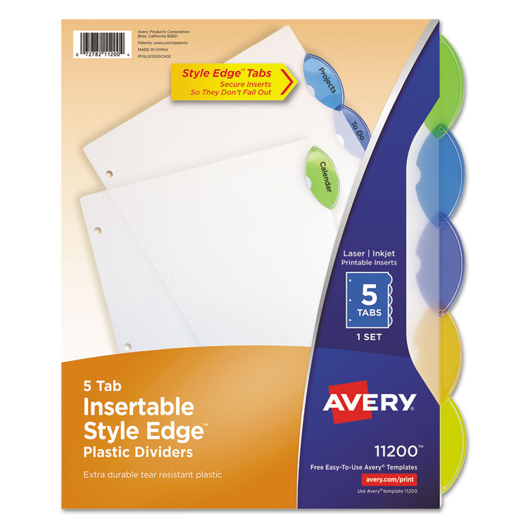 Picture of Insertable Style Edge Tab Plastic Dividers, 5-Tab, Letter
