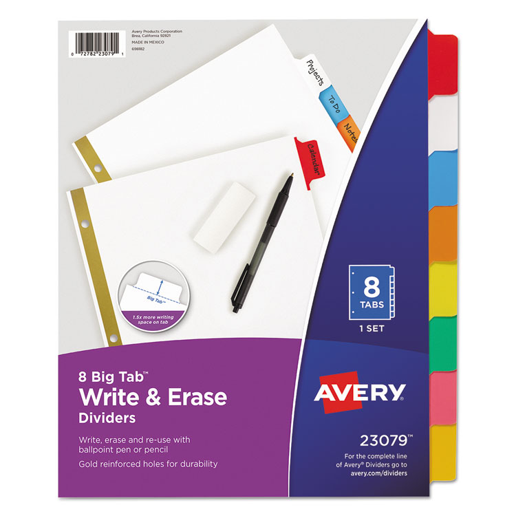 Picture of Write & Erase Big Tab Paper Dividers, 8-Tab, Letter