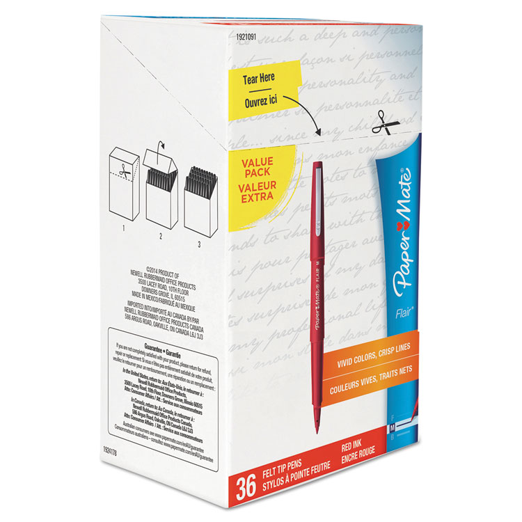 Picture of Point Guard Flair Bullet Point Stick Pen, Red Ink, 1.4mm, 36/Box