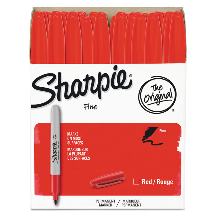 Picture of Fine Point Permanent Marker, Red, 36/Pack