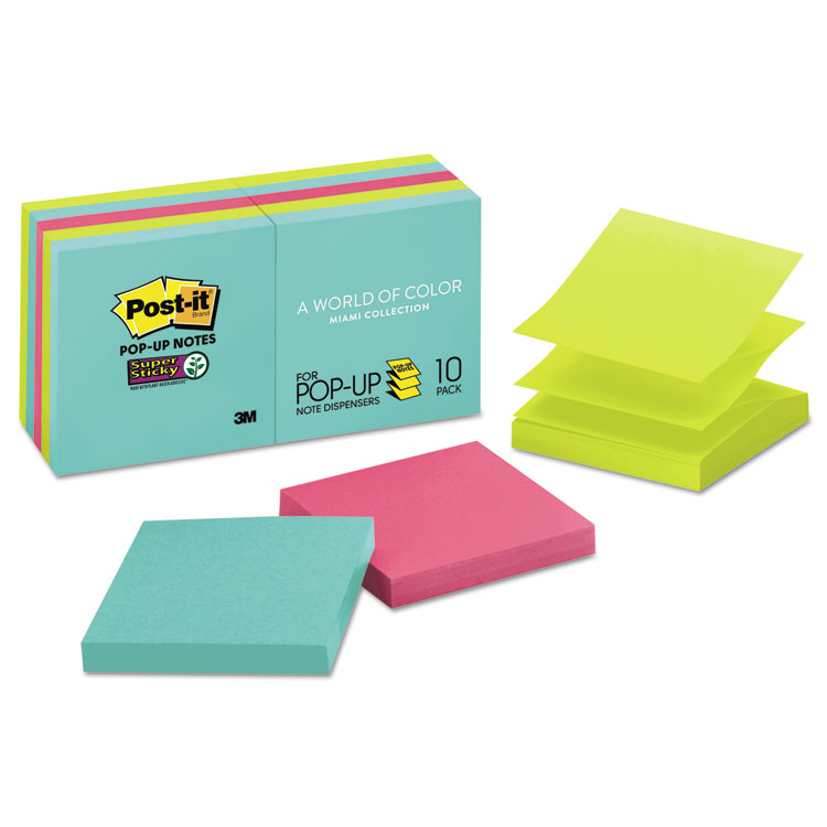 Picture of Pop-Up 3 X 3 Note Refill, Miami, 90 Notes/pad, 10 Pads/pack