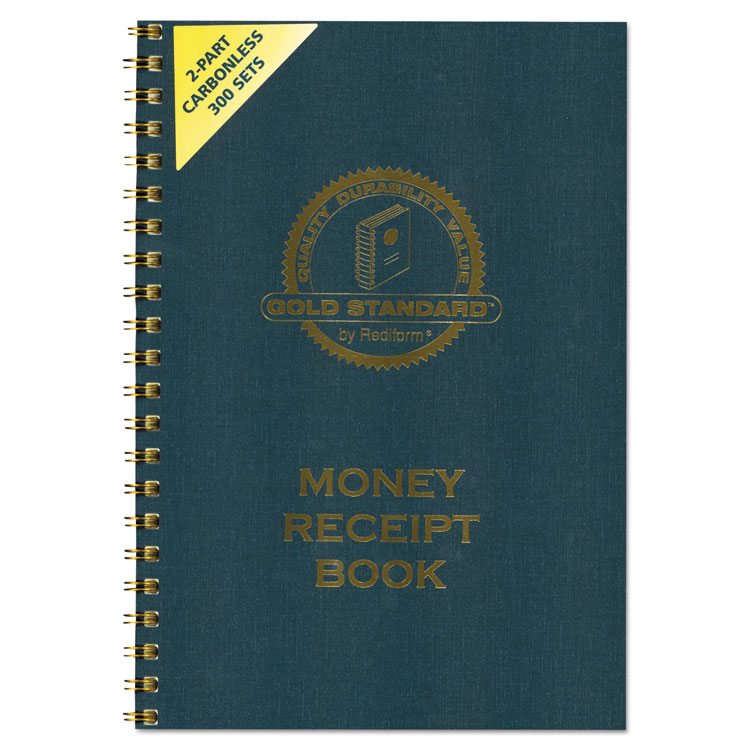 Picture of Money Receipt Book, 7 x 2 3/4, Carbonless Duplicate, Twin Wire, 300 Sets/Book