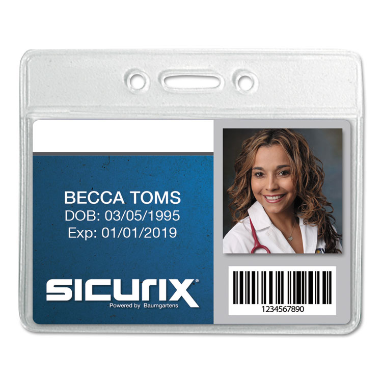 Picture of SICURIX BADGE HOLDER, HORIZONTAL, 2 1/8 X 3 3/8, CLEAR, 12/PACK