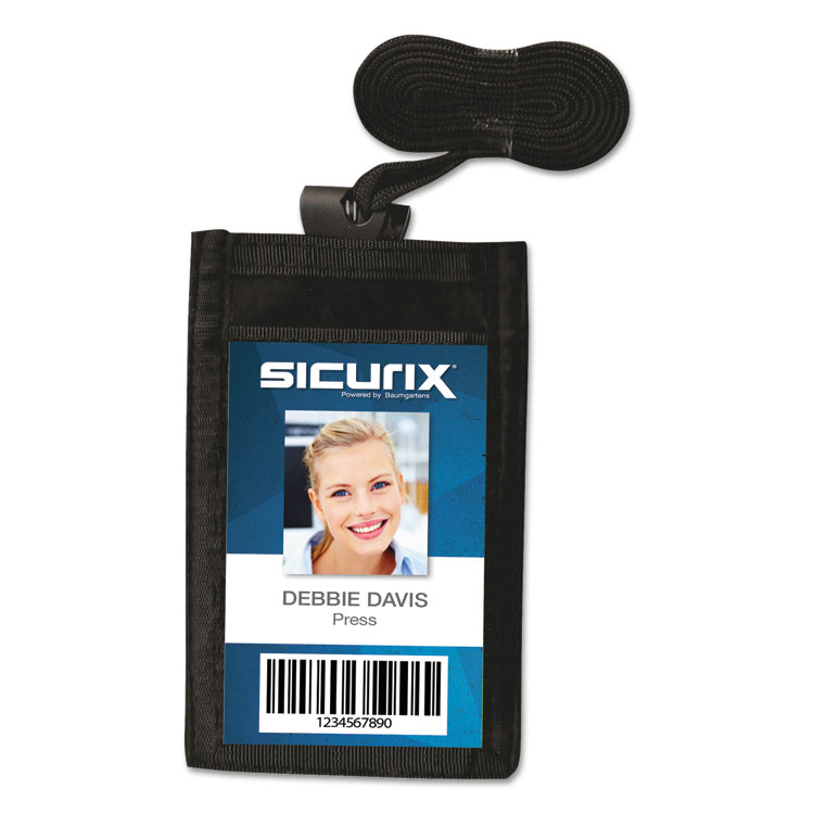 Resealable ID Badge Holders, J-Hook and 36 Lanyard, Horizontal, Frosted  4.13 x 3.75 Holder, 3.88 x 2.63 Insert, 20/Pack