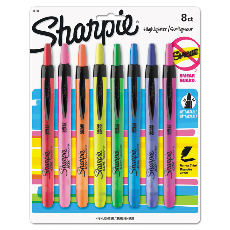 Picture of Accent Retractable Highlighters, Chisel Tip, Assorted Colors, 8/Set