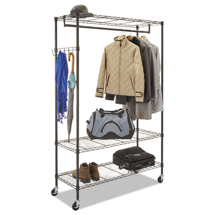 Picture of Wire Shelving Garment Rack, Coat Rack, Stand Alone Rack, Black Steel W/casters