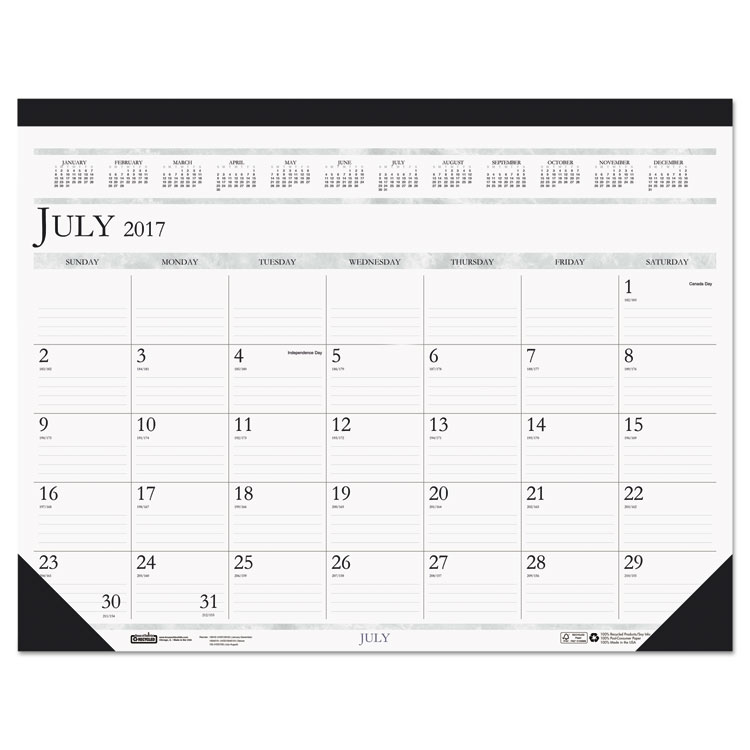 Picture of Recycled Two-Color Academic 14-Month Desk Pad Calendar, 22 x 17, 