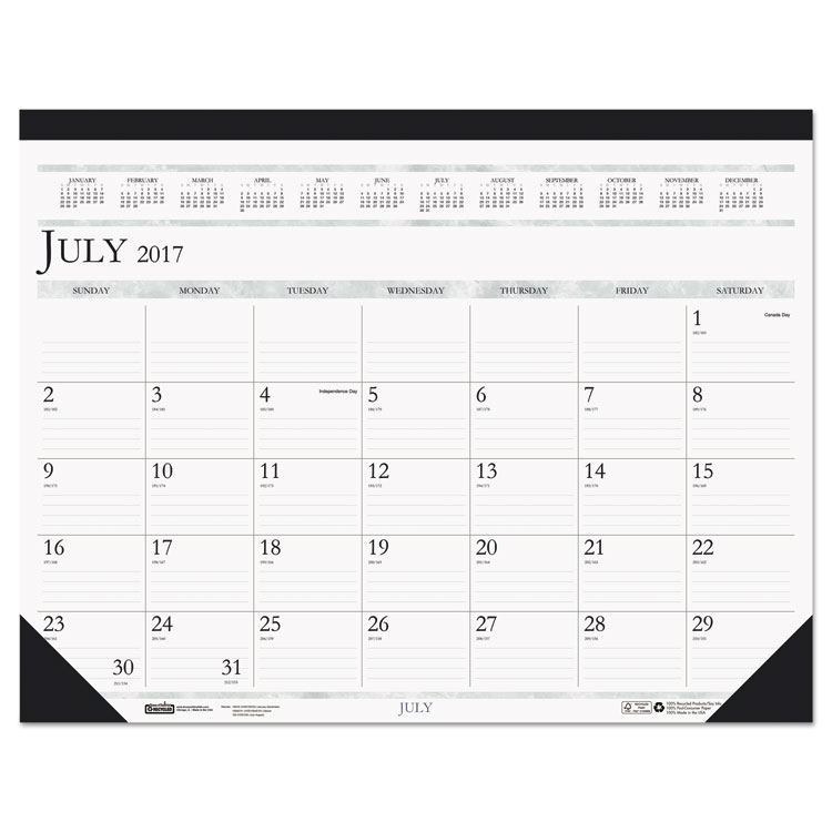 Picture of Recycled Compact Academic Desk Pad Calendar, 18 1/2 x 13, 