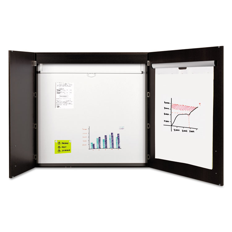 Picture of Conference Cabinet, Porcelain Magnetic, Dry Erase, 48 x 48, Ebony