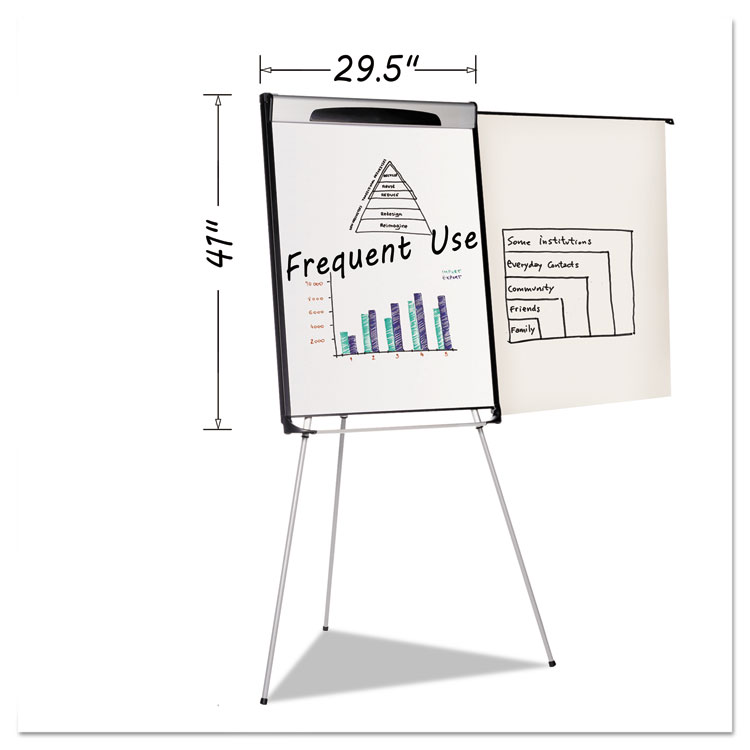 Picture of Tripod Extension Bar Magnetic Dry-Erase Easel, 39" to 72" High, Black/Silver