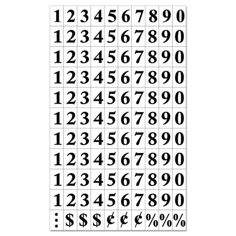 Picture of Interchangeable Magnetic Characters, Numbers, Black, 3/4"h