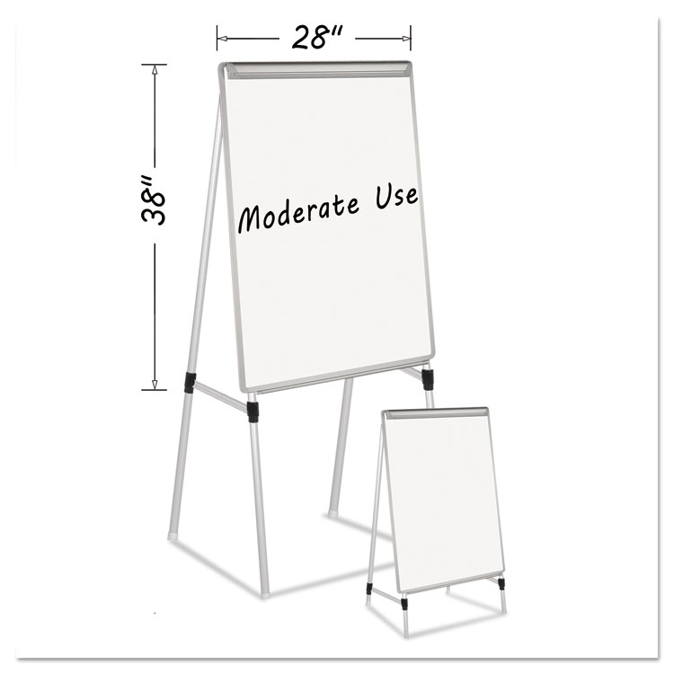 Picture of Silver Easy Clean Dry Erase Quad-Pod Presentation Easel, 45" to 79", Silver