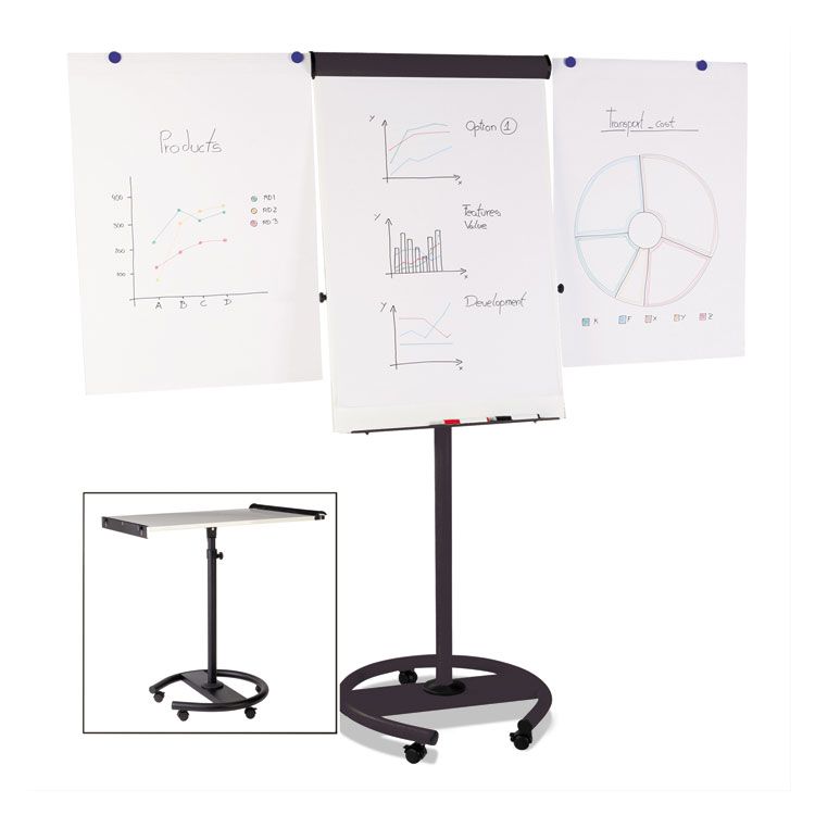 Picture of 360 Multi-Use Mobile Magnetic Dry Erase Easel, 27 x 41, Black Frame