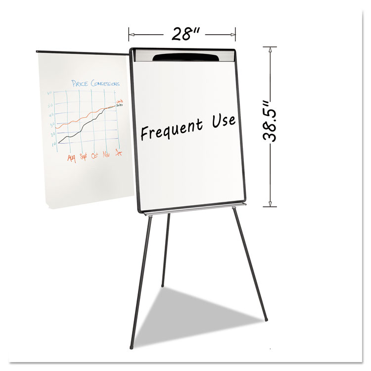 Picture of Magnetic Gold Ultra Dry Erase Tripod Easel W/ Ext Arms, 32" to 72", Black/Silver