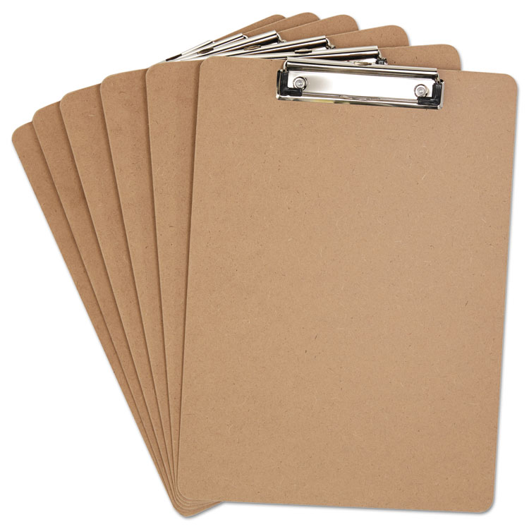 Picture of Hardboard Clipboard, 1/2" Capacity, Holds 8 1/2w x 12h, Brown, 6/Pack