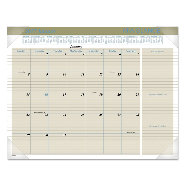 Picture of Executive Monthly Desk Pad Calendar, 22 x 17, Buff