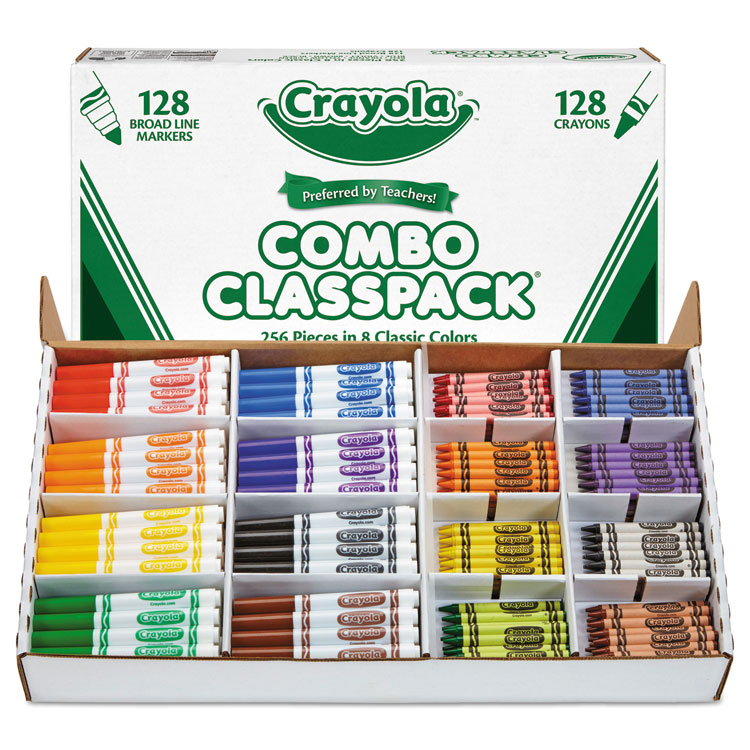 Picture of Crayons And Markers Combo Classpack, Eight Colors, 256/set