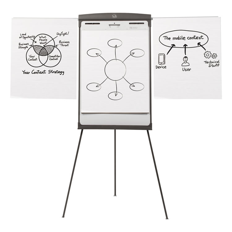 Picture of Magnetic Dry Erase Easel, 27 x 35, White Surface, Graphite Frame