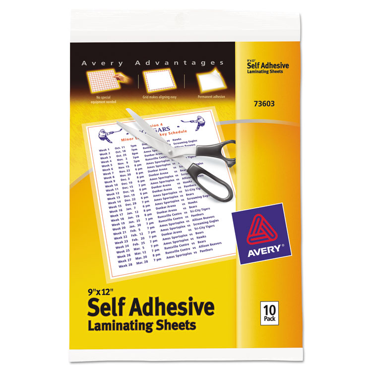 Picture of Clear Self-Adhesive Laminating Sheets, 3 mil, 9 x 12, 10/Pack