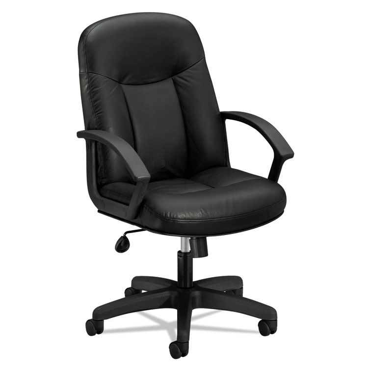 Picture of HVL601 SERIES EXECUTIVE HIGH-BACK LEATHER CHAIR, METAL, 26 X 33 1/2 X 43, BLACK