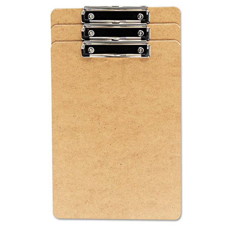 Picture of Hardboard Clipboard, 1/2" Capacity, Holds 8 1/2w x 14h, Brown, 3/Pack