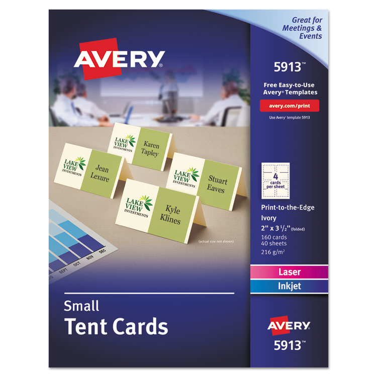 Picture of Small Tent Card, Ivory, 2 X 3 1/2, 4 Cards/sheet, 160/box