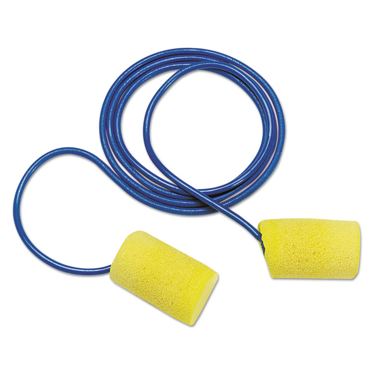 Picture of E·A·R Classic Earplugs, Corded, PVC Foam, Yellow, 200 Pairs