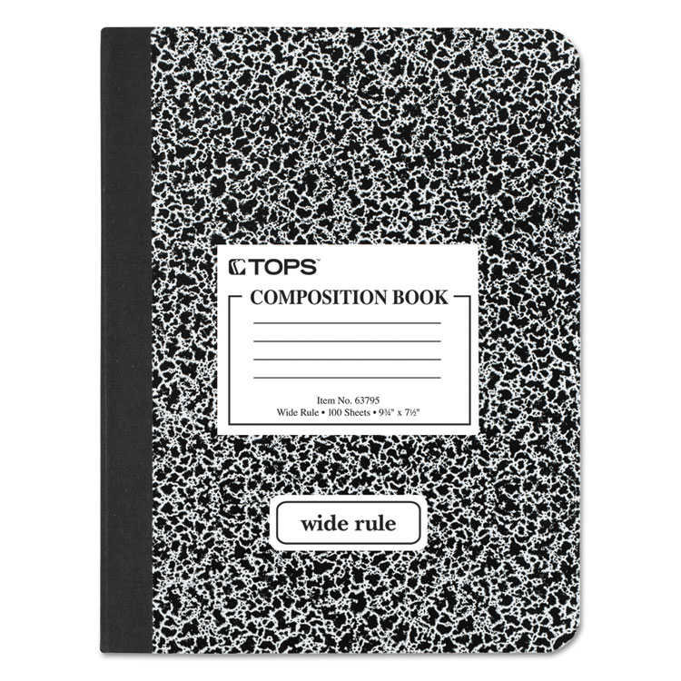 Picture of Composition Book w/Hard Cover, Legal/Wide, 9 3/4 x 7 1/2, White, 100 Sheets