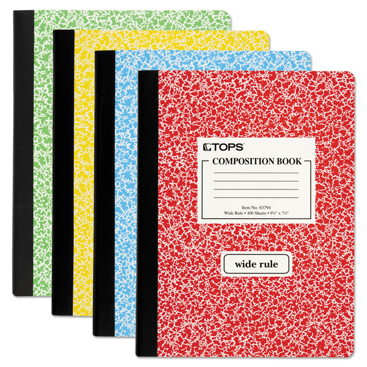 Picture of Composition Book w/Hard Cover, Legal/Wide, 9 3/4 x 7 1/2, White, 100 Sheets
