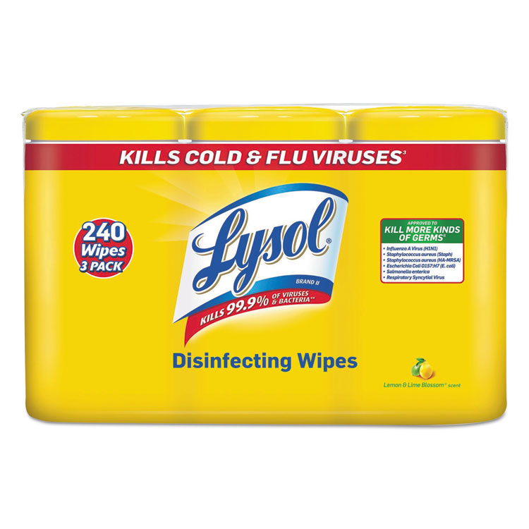 Picture of Disinfecting Wipes, 7x8, Lemon and Lime Blossom, 80/Canister, 3/Pack, 2 Packs/CT