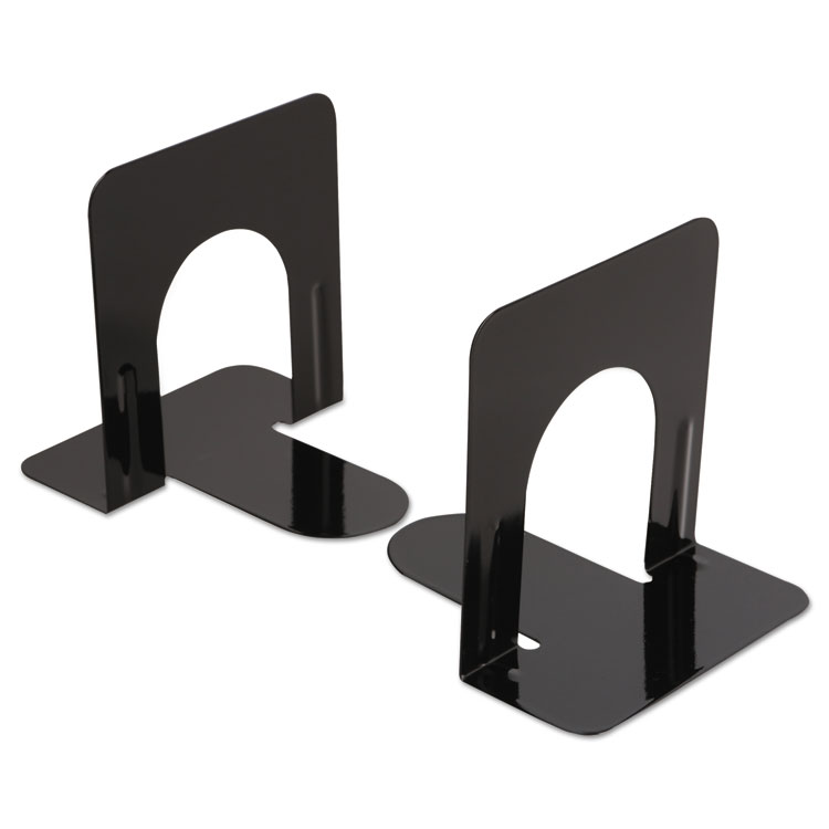 Picture of Economy Bookends, Nonskid, 4 3/4 x 5 1/4 x 5, Heavy Gauge Steel, Black