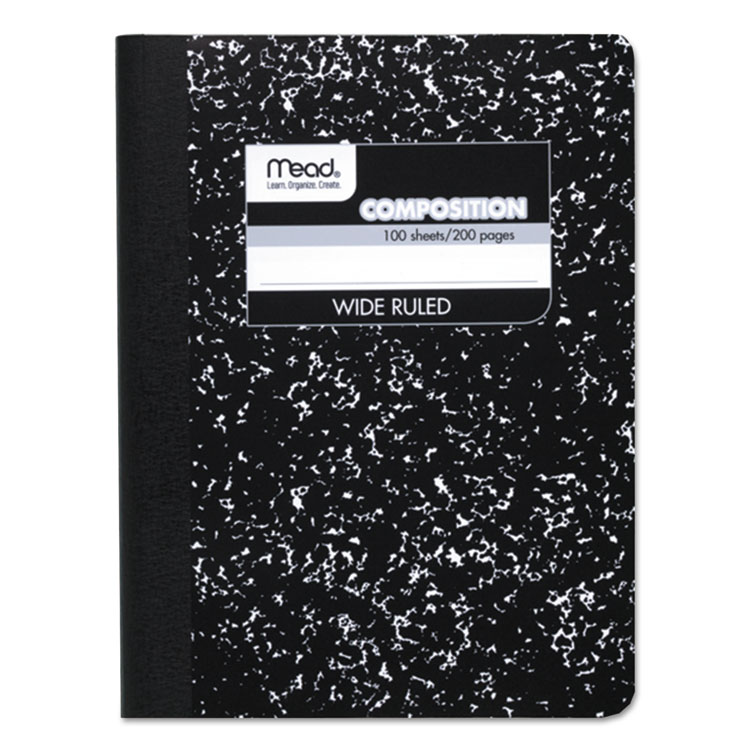 Picture of Composition Book, Wide Rule, 9 3/4 x 7 1/2, White, 100 Sheets
