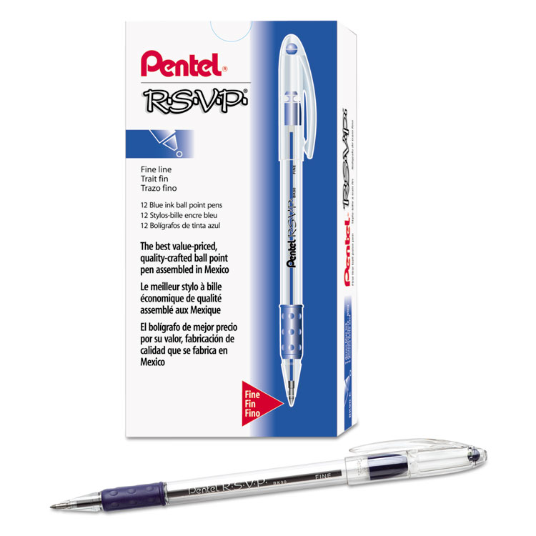Picture of R.S.V.P. Stick Ballpoint Pen, .7mm, Trans Barrel, Blue Ink, Dozen