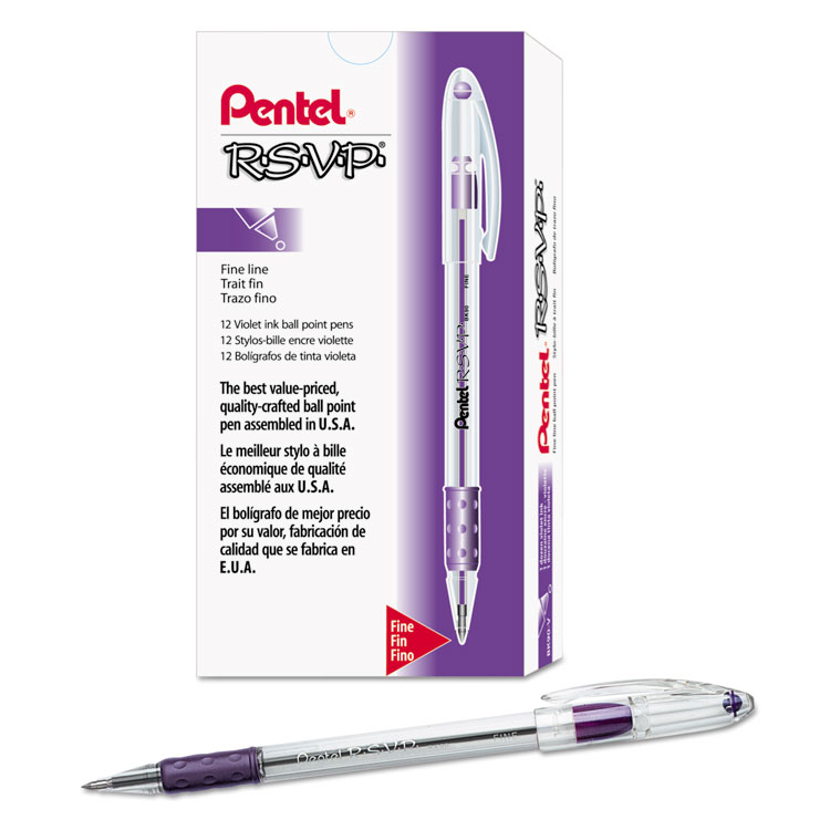 Picture of R.S.V.P. Stick Ballpoint Pen, .7mm, Trans Barrel, Violet Ink, Dozen